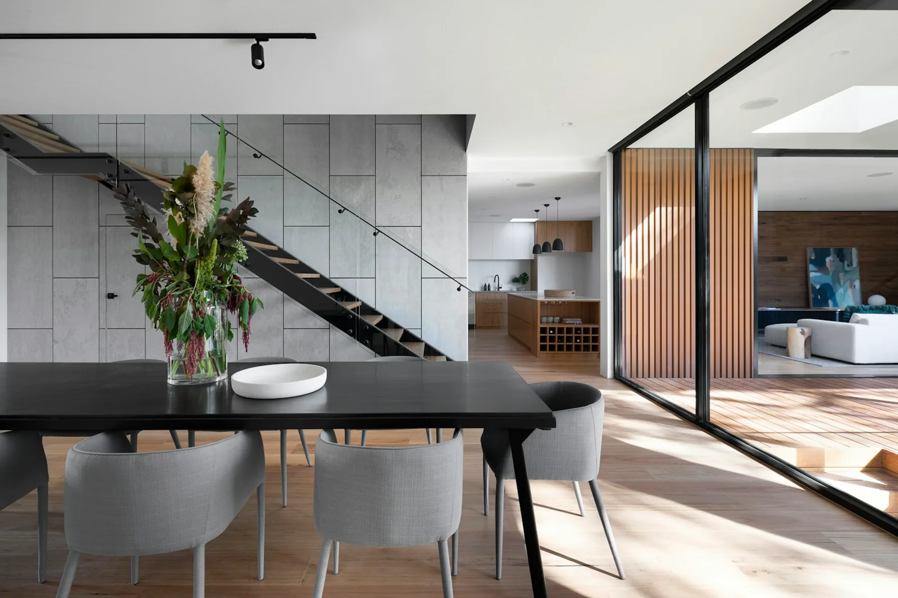Open residential interior with carefully considered material finishes